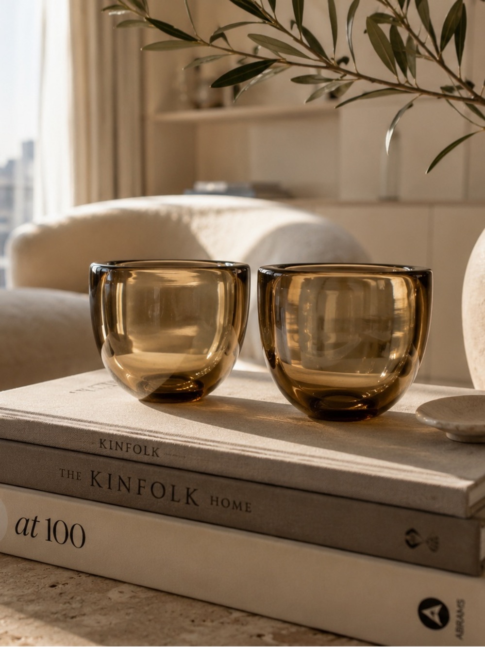 Orrefors Sweden Signed Bronze Art Glass Bowls Set of 2 | Scandinavian Modern